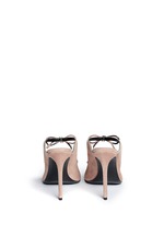 Back View -Click To Enlarge Metal bow suede mules