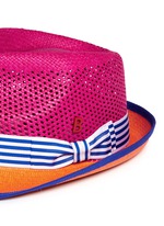 Detail View -Click To Enlarge 'Trilby Aero' colourblock straw Panama hat