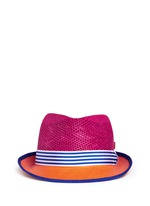 Main View -Click To Enlarge 'Trilby Aero' colourblock straw Panama hat