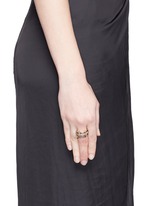 Figure View -Click To Enlarge 'Scorpio' diamond 18k rose gold silver four link ring