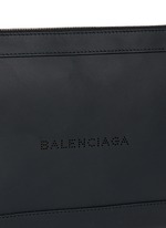 Detail View -Click To Enlarge 'Navy Clip' medium perforated logo leather zip pouch