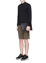 Figure View -Click To Enlarge 'Navy Clip' medium perforated logo leather zip pouch