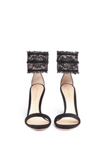 Front View -Click To Enlarge Lace cuff suede sandals