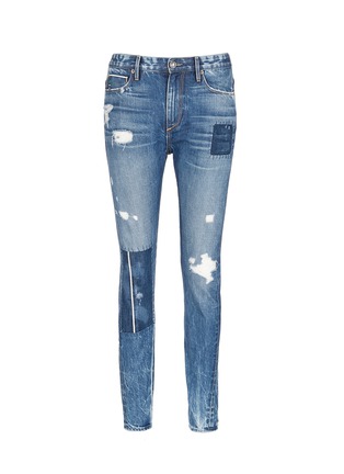 Main View - Click To Enlarge Main View - Click To Enlarge - Tortoise - Patchwork straight leg selvedge jeans