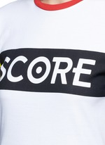 Detail View -Click To Enlarge 'Score' colourblock sleeve cotton jersey T-shirt