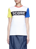Main View -Click To Enlarge 'Score' colourblock sleeve cotton jersey T-shirt