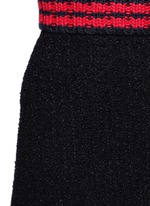 Detail View -Click To Enlarge Stripe rib knit trim tweed skirt