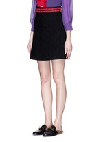 Front View -Click To Enlarge Stripe rib knit trim tweed skirt