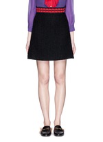 Main View -Click To Enlarge Stripe rib knit trim tweed skirt