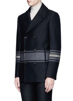Front View -Click To Enlarge Stripe embellished double breasted peacoat