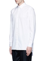 Front View -Click To Enlarge Side tie stretch cotton poplin shirt