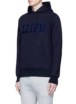 Front View -Click To Enlarge 'LIIFE' embroidery cotton blend neoprene hoodie