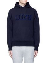 Main View -Click To Enlarge 'LIIFE' embroidery cotton blend neoprene hoodie