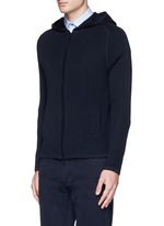 Front View -Click To Enlarge 'Melker' waffle knit zip front sweater