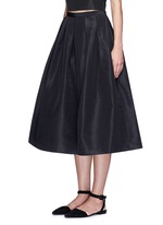 Front View -Click To Enlarge Pleat front silk faille flare midi skirt