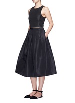 Figure View -Click To Enlarge Pleat front silk faille flare midi skirt