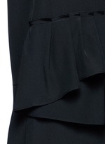 Detail View -Click To Enlarge Ruffle waist silk V-neck jumpsuit
