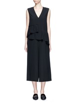 Main View -Click To Enlarge Ruffle waist silk V-neck jumpsuit