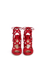 Front View -Click To Enlarge 'Ella' cutout suede caged sandals