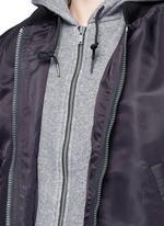 Detail View -Click To Enlarge Jersey hood nylon zip flight jacket
