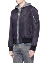 Front View -Click To Enlarge Jersey hood nylon zip flight jacket