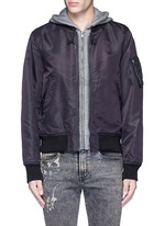 Main View -Click To Enlarge Jersey hood nylon zip flight jacket