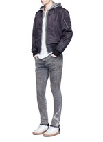 Figure View -Click To Enlarge Jersey hood nylon zip flight jacket