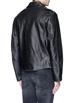 Back View -Click To Enlarge U.S. pin contrast zip calf leather moto jacket