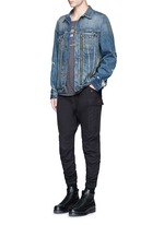 Figure View -Click To Enlarge 'Zipper Trucker' distressed denim jacket