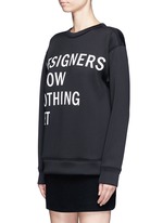 Front View -Click To Enlarge 'Designers Know Nothing Yet' print scuba jersey sweatshirt