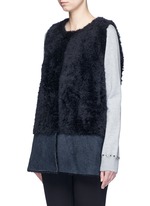 Front View -Click To Enlarge Reversible mesh embossed Alpine lambskin shearling gilet