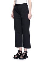 Front View -Click To Enlarge Cropped twill wide leg pants