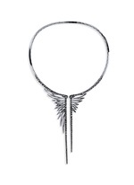 Main View -Click To Enlarge Black diamond 9k gold wing necklace