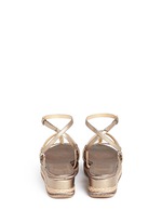 Back View -Click To Enlarge 'Ornamental' metallic jute trim leather platform sandals