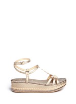 Main View -Click To Enlarge 'Ornamental' metallic jute trim leather platform sandals