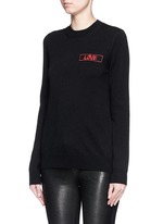 Front View -Click To Enlarge 'Love' embroidery patch cashmere sweater
