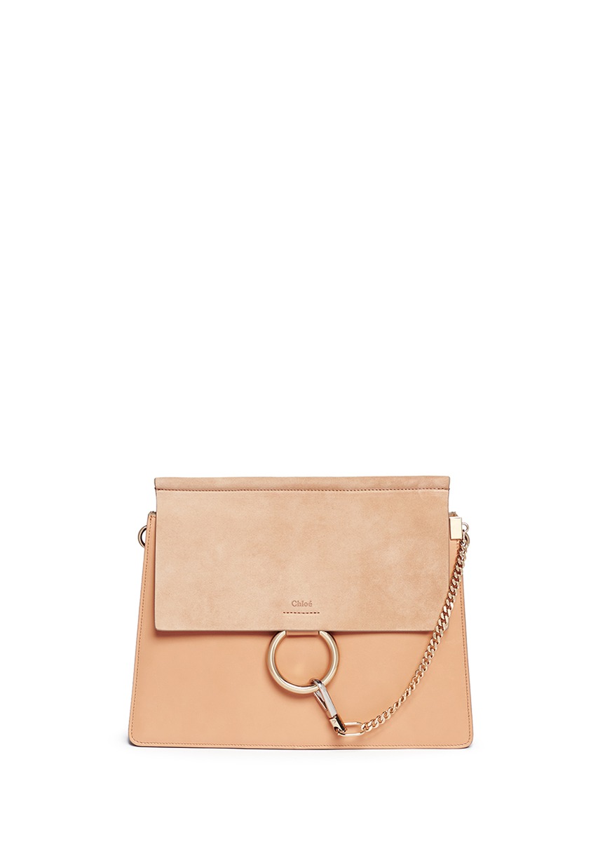 purse chloe - CHLO - \u0026#39;Faye\u0026#39; medium suede flap leather shoulder bag | Neutral ...