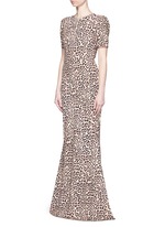 Front View -Click To Enlarge Jaguar print stretch cady gown
