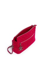 Detail View -Click To Enlarge Vintage Chanel embossed quilted cotton zip bag