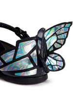 Detail View -Click To Enlarge 'Chiara Mini' holographic butterfly suede toddler Mary Jane flats