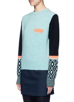 Front View -Click To Enlarge Colourblock geometric intarsia wool blend sweater