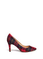 red tartan heels