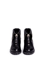 Front View -Click To Enlarge Skull zip grainy leather boots