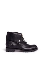 Main View -Click To Enlarge Skull zip grainy leather boots