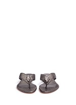 Front View -Click To Enlarge Crystal crown skull metallic leather flip flops