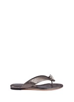 Main View -Click To Enlarge Crystal crown skull metallic leather flip flops