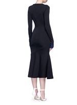 Back View -Click To Enlarge Mermaid hem contrast cuff knit dress