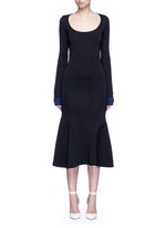 Main View -Click To Enlarge Mermaid hem contrast cuff knit dress
