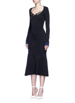 Figure View -Click To Enlarge Mermaid hem contrast cuff knit dress