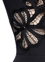 Detail View -Click To Enlarge Guipure lace back double crepe gown